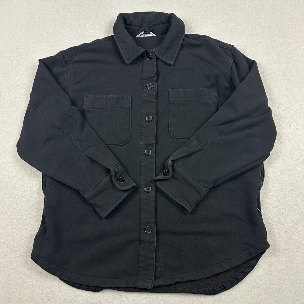 Madewell Jacket Women Medium Black Solid Shacket Button Up Heavyweight Pockets M